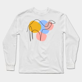 Camel Abstract Line Art Long Sleeve T-Shirt